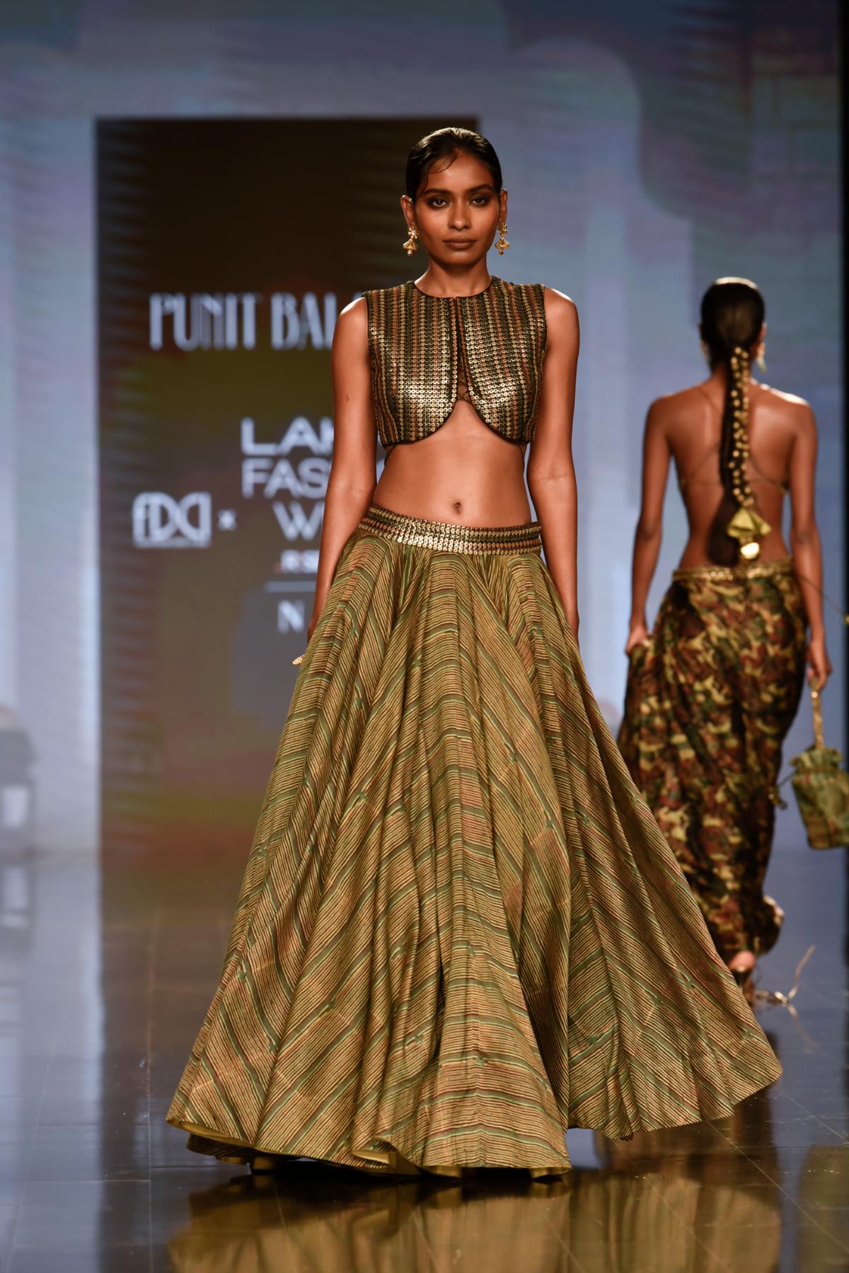 Dry Heena Green Printed Skirt and Top