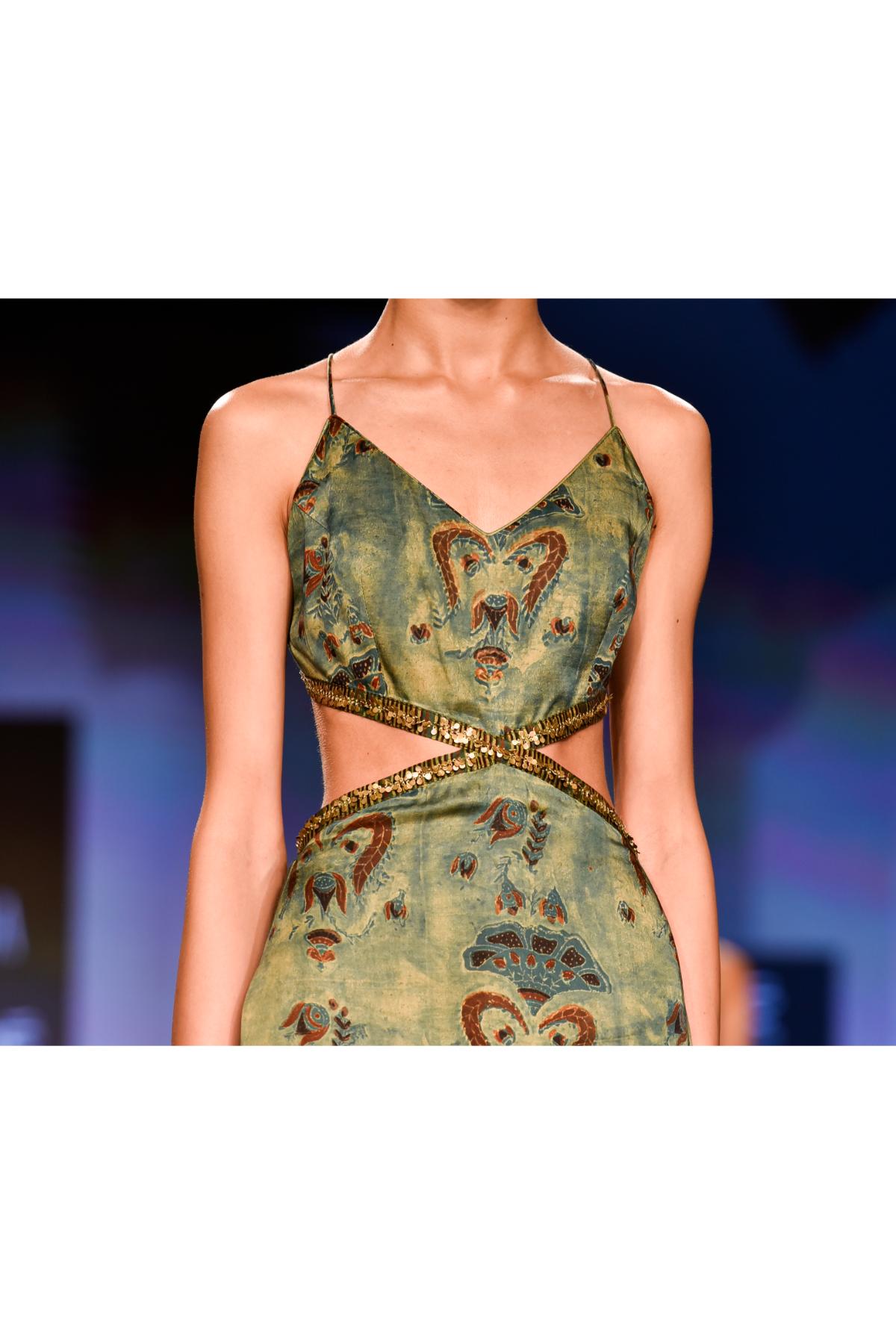 Dry Heena Green Printed Kurta With Churidar