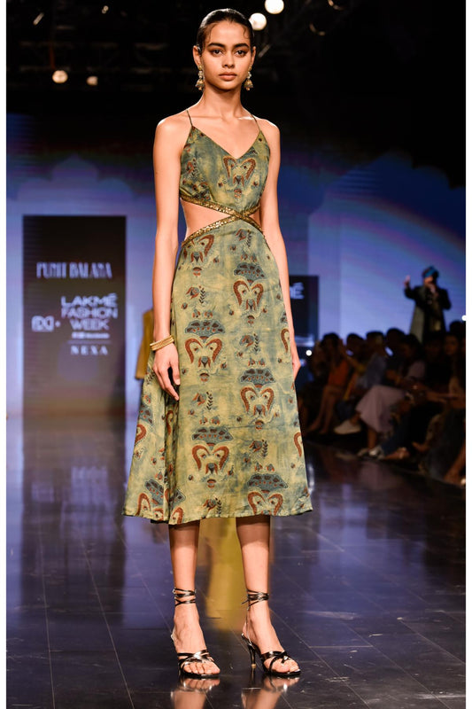 Dry Heena Green Printed Kurta With Churidar