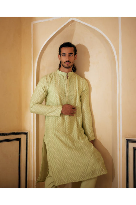 Mint Resham Work Kurta Set