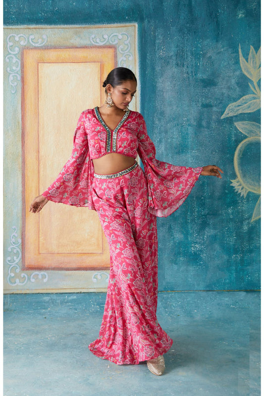 Pink Printed Pant Set