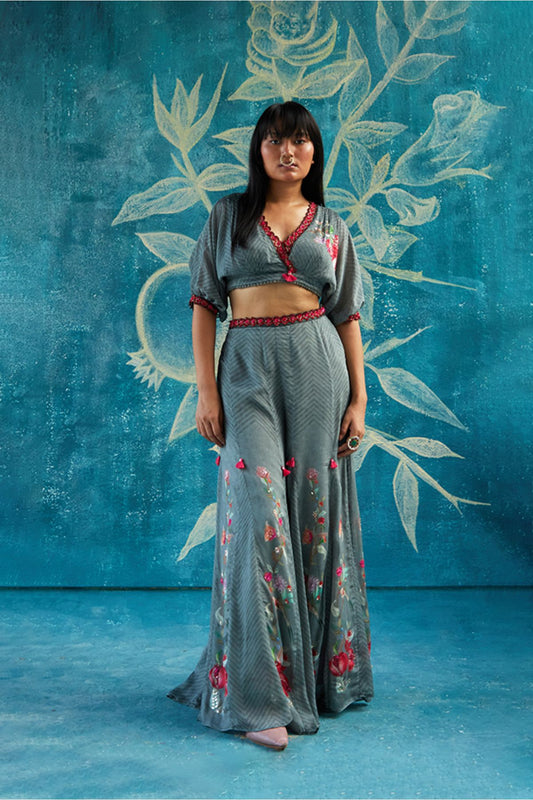 Grey Printed Pant Set