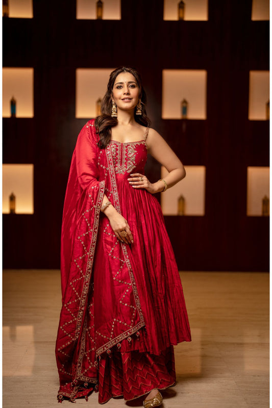 Surkh Laal Anarkali With Gharara & Dupatta