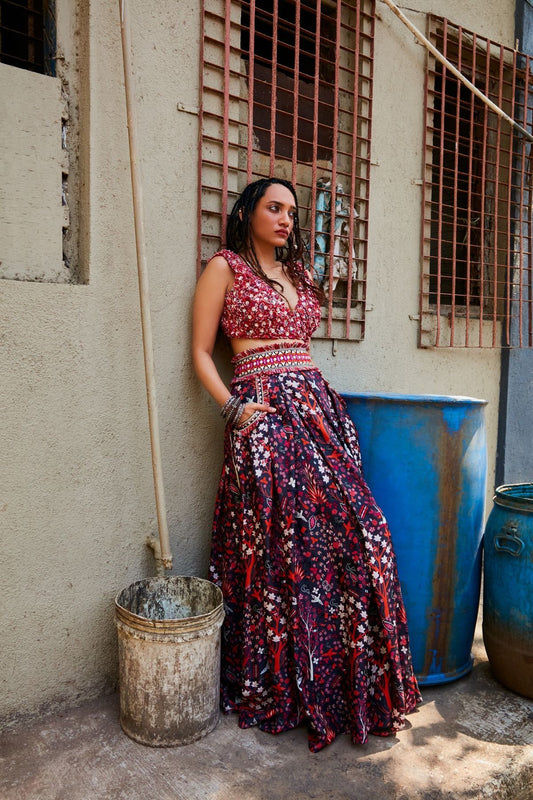 Jungle Print Lehenga With Blouse