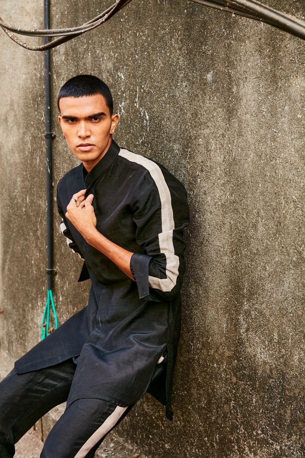 Black Linen Sporty Co Ord Set