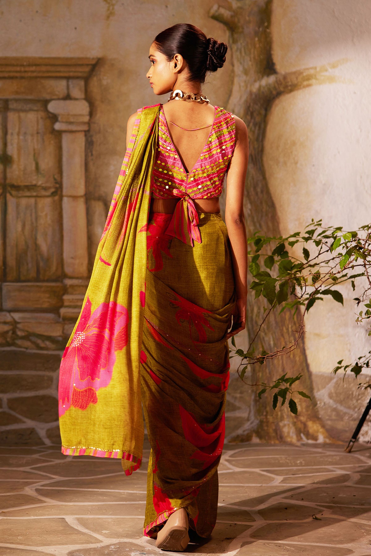 OLIVE PREDRAPPED SAREE