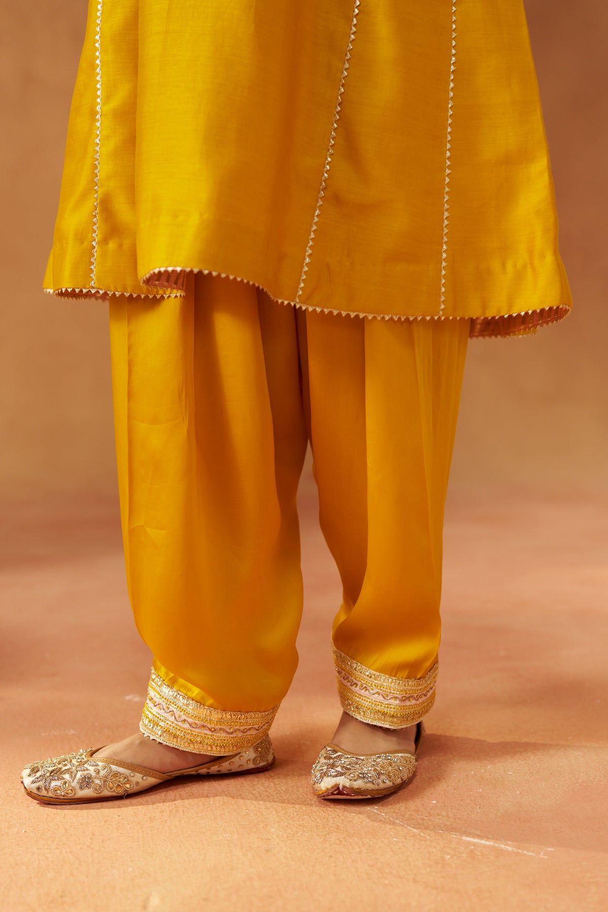 Zimal - Mustard Short Kalidaar Chauga with Salwar & Dupatta