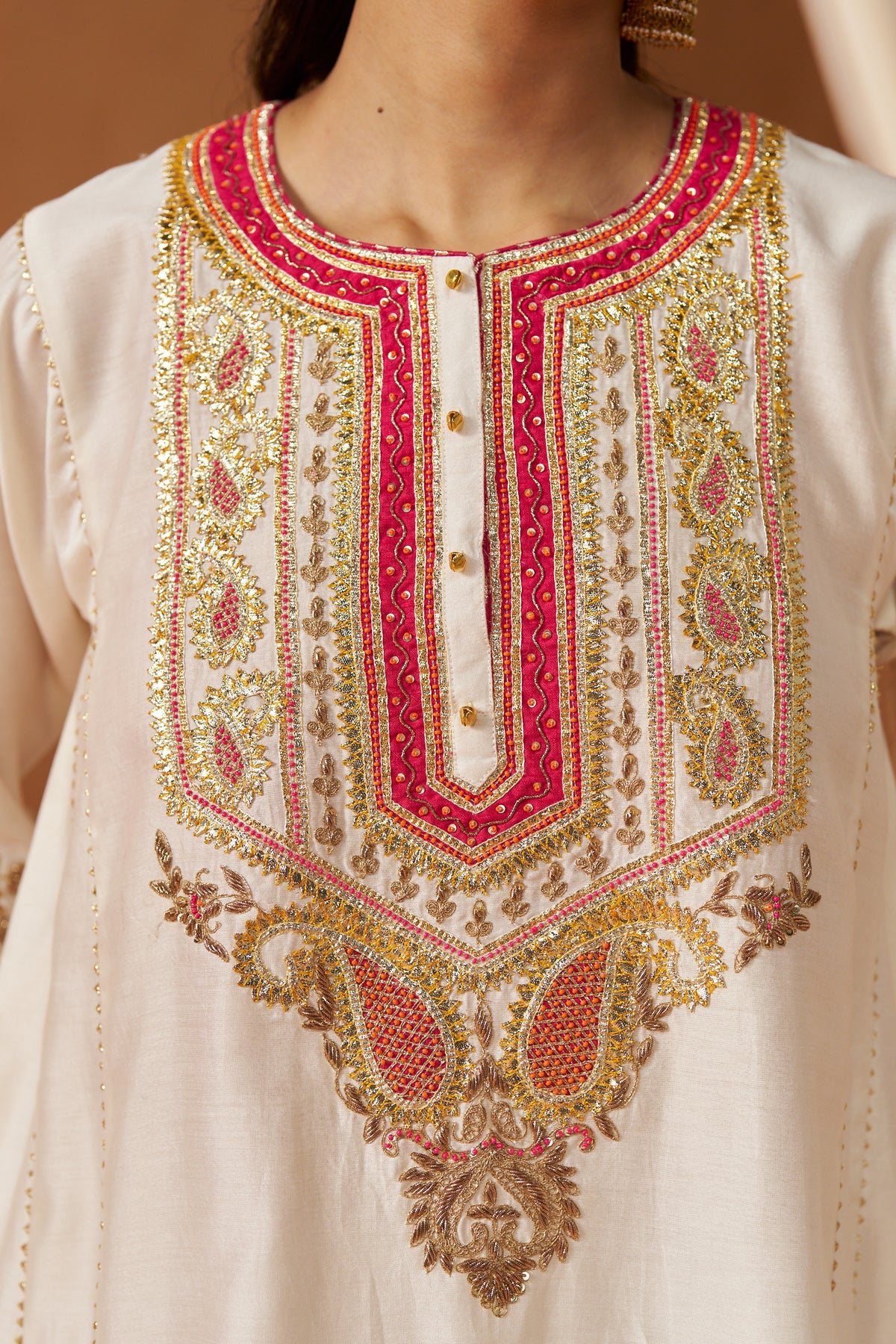 Zimal - Daisy Ivory Short Kalidaar Chauga with Salwar & Dupatta