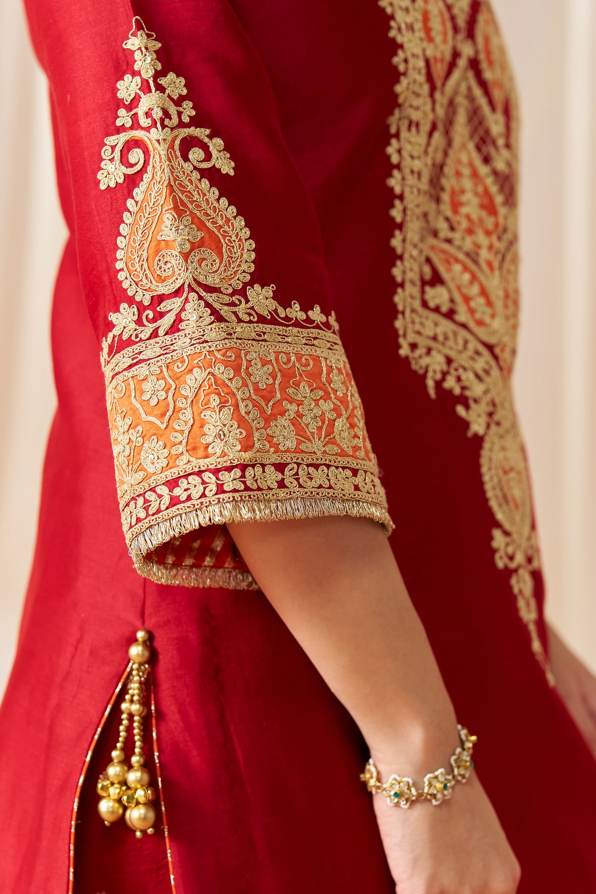 Adeela - Deep Red Kurta with Salwar