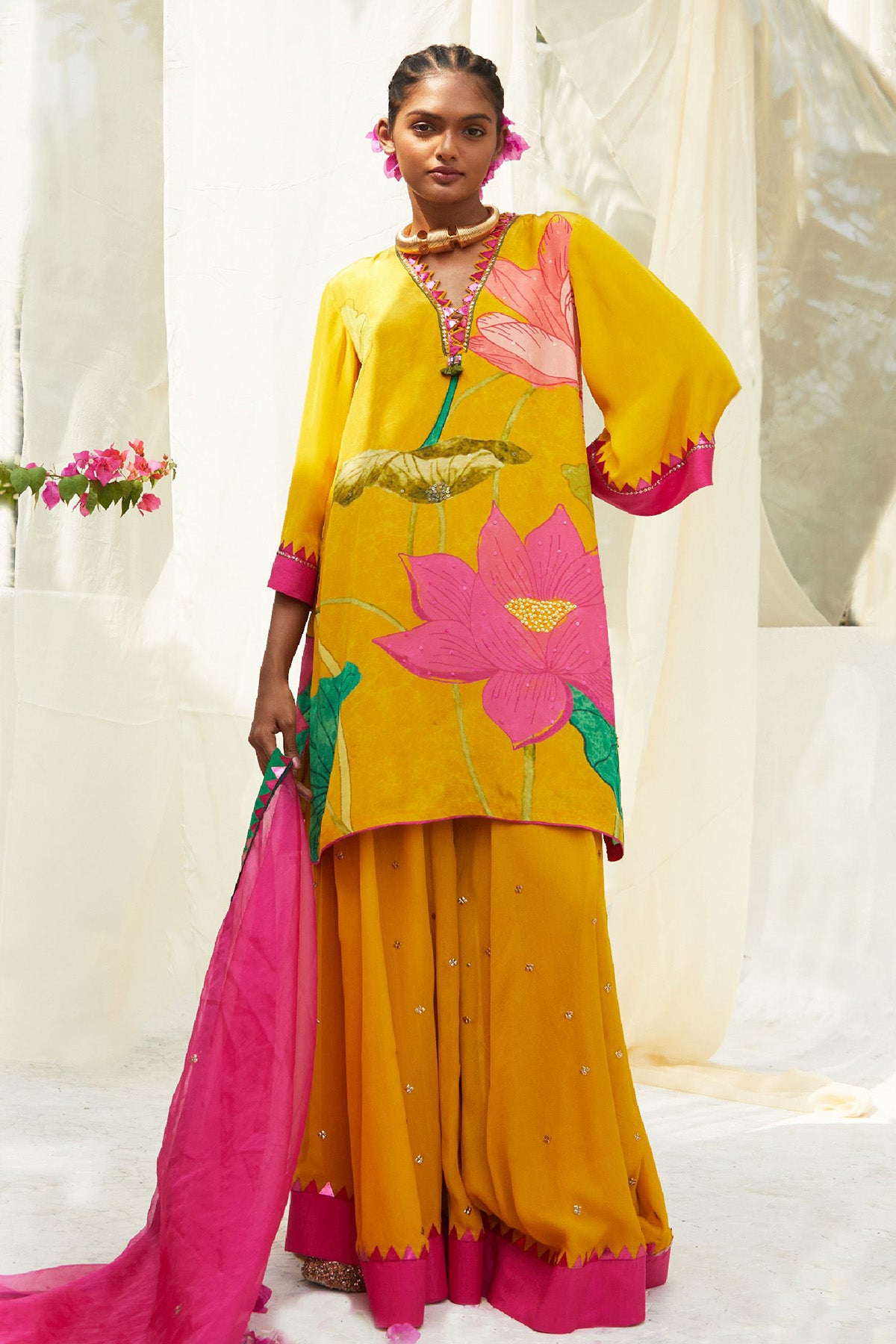 YELLOW SHARARA SET