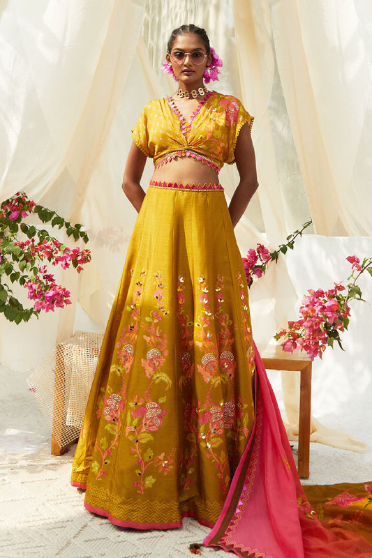 MEHENDI PRINTED LEHENGA SET