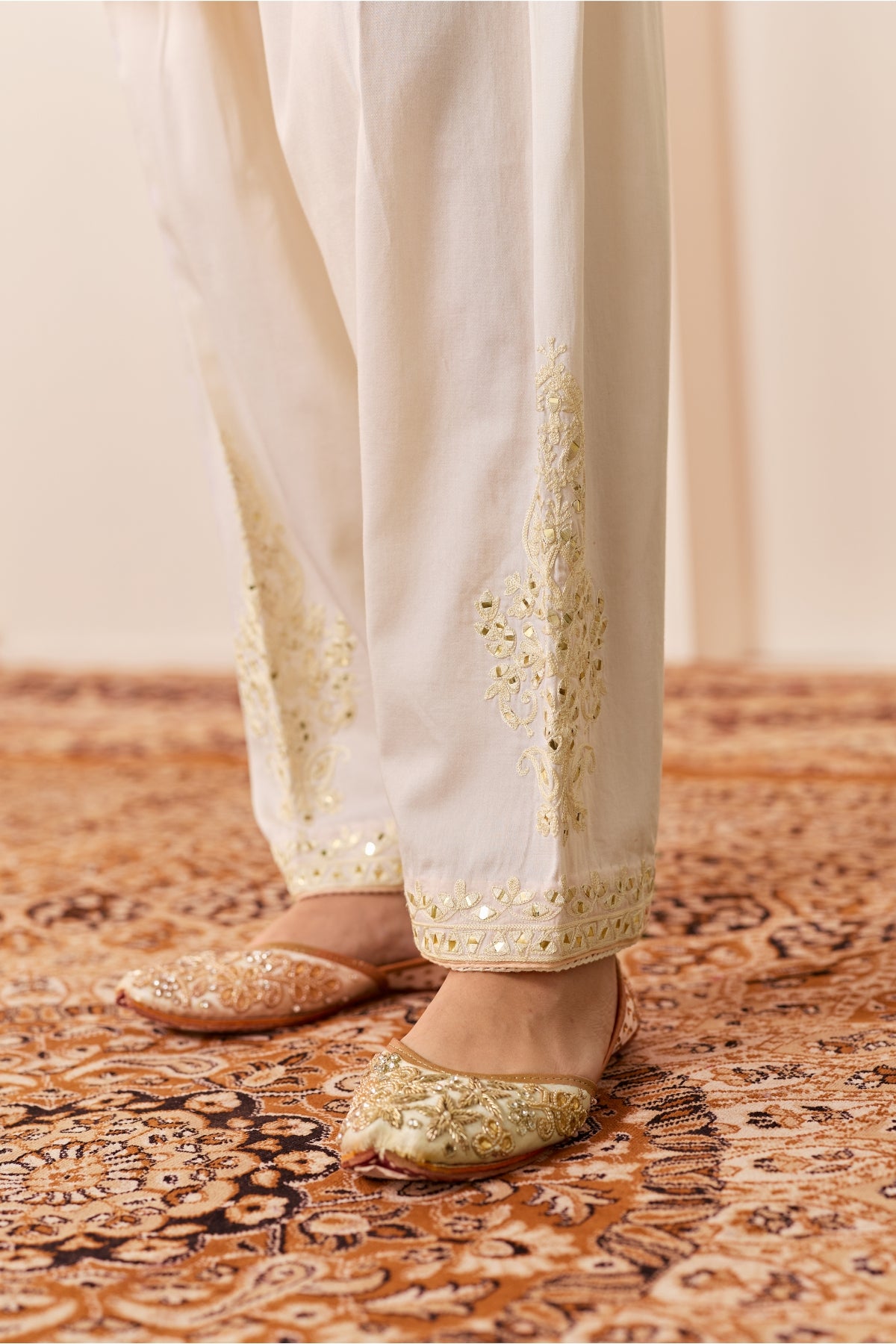 REEM - DAISY IVORY SHORT CHOGA WITH DOGRI SALWAR AND DUPATTA