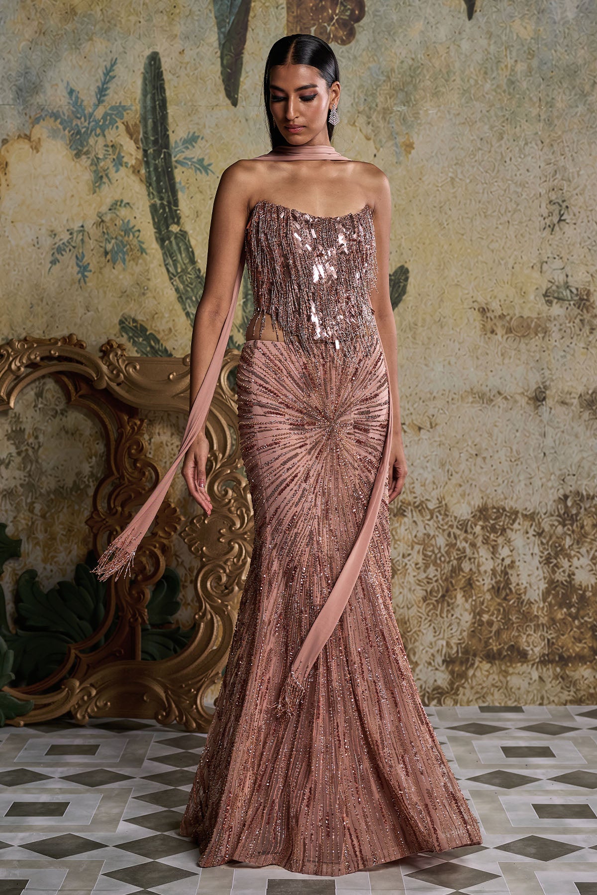 COPPER EMBELLISHED SKIRT SET