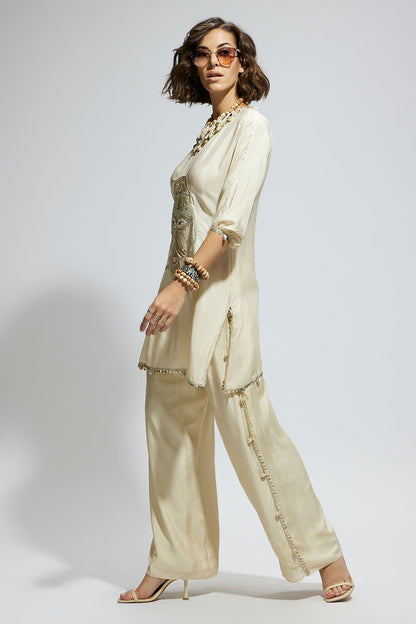 Ivory Metal Embellished Mask Coord Set