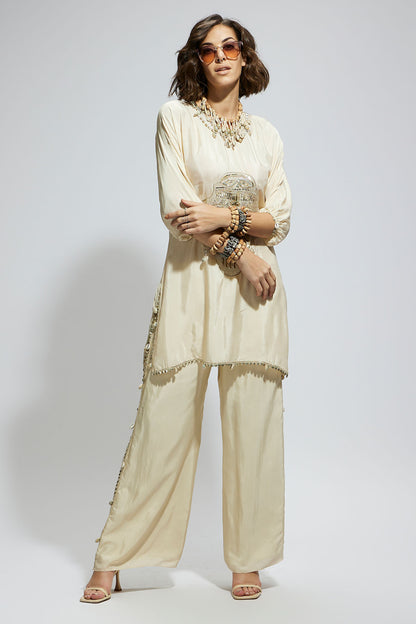 Ivory Metal Embellished Mask Coord Set