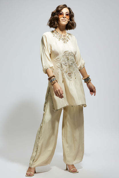 Ivory Metal Embellished Mask Coord Set