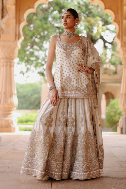 Shabnam - Daisy Ivory Kurta Set with Sharara & Dupatta