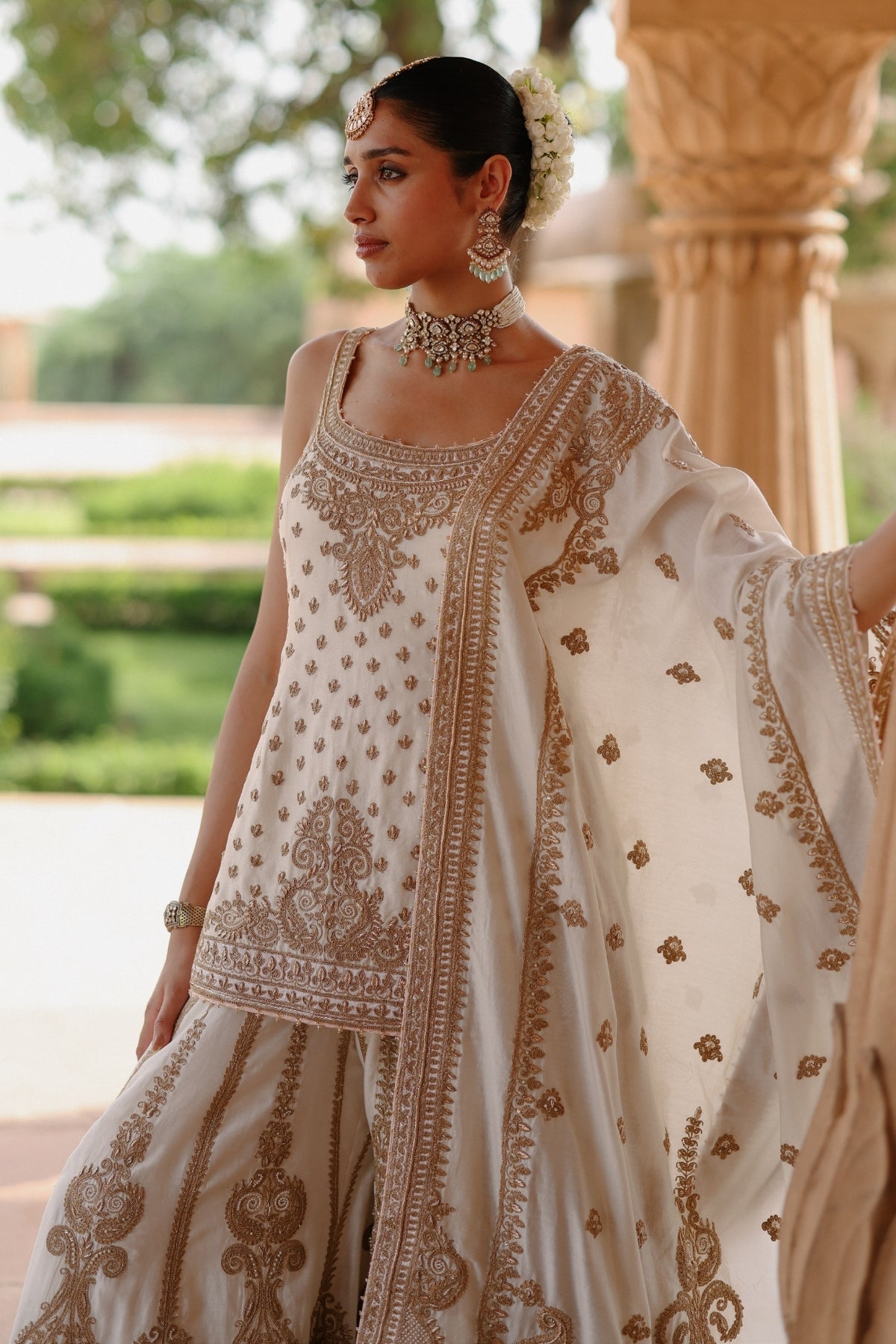 Shabnam - Daisy Ivory Kurta Set with Sharara & Dupatta
