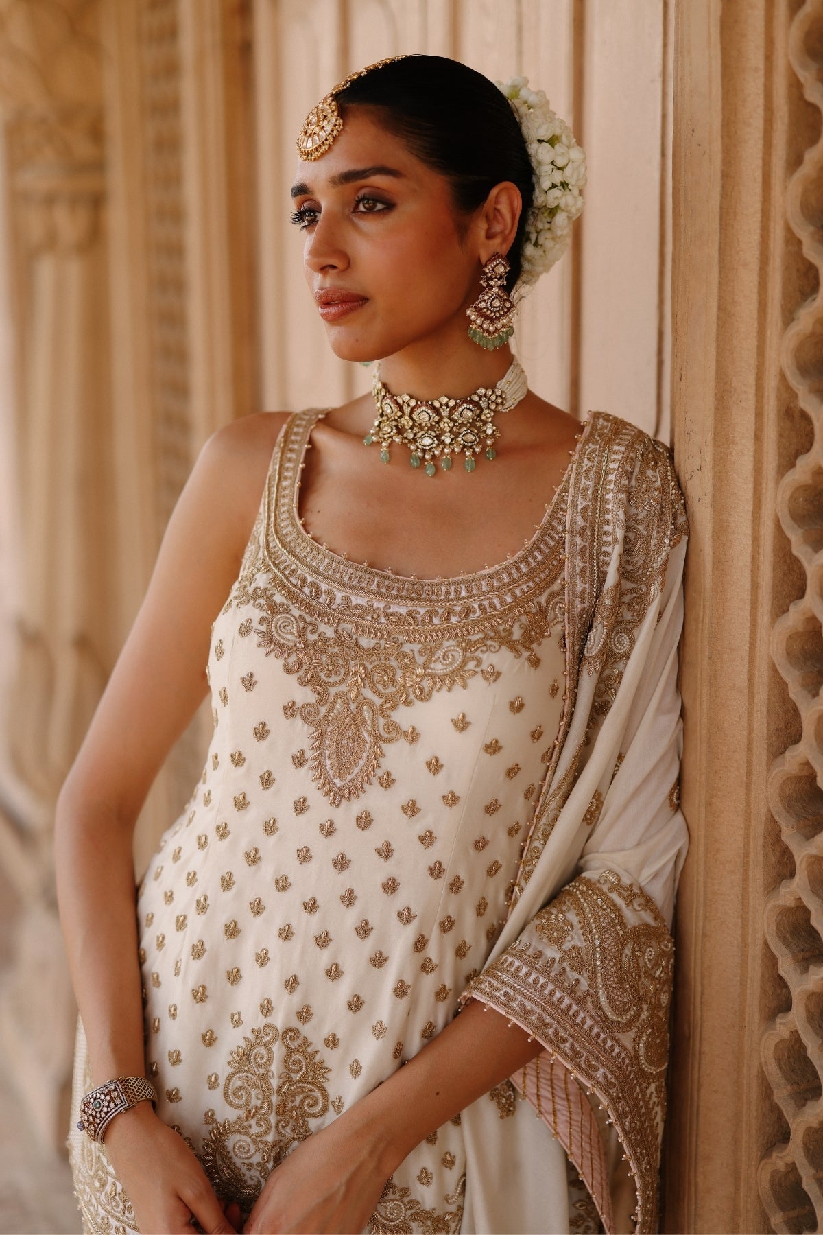 Shabnam - Daisy Ivory Kurta Set with Sharara & Dupatta