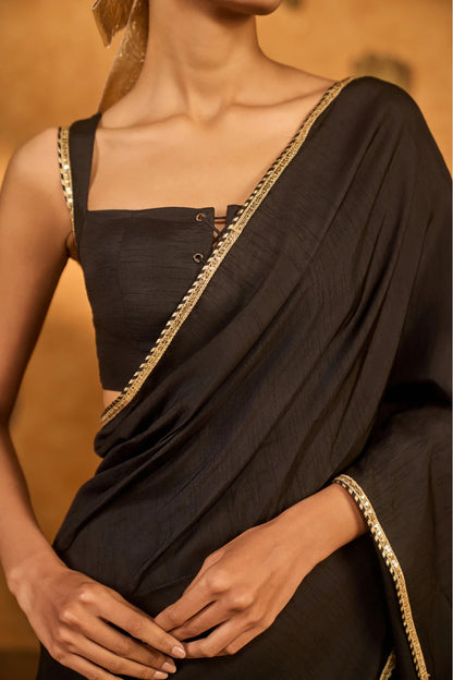 Black Stillwater Bloom Saree