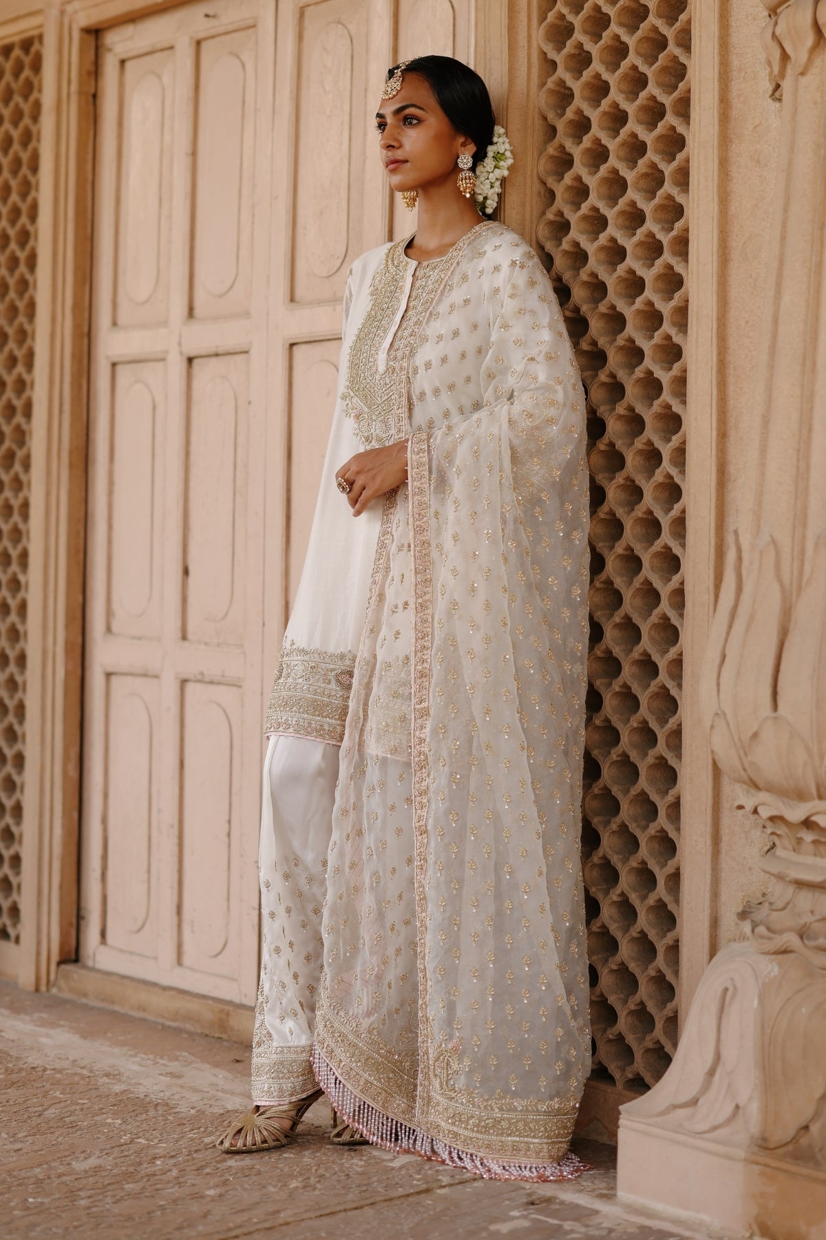 Ansha - Daisy Ivory Short Kurta Set with Salwar & Dupatta