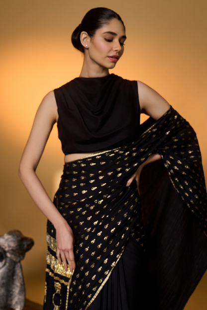 Black Tribal Mask Saree