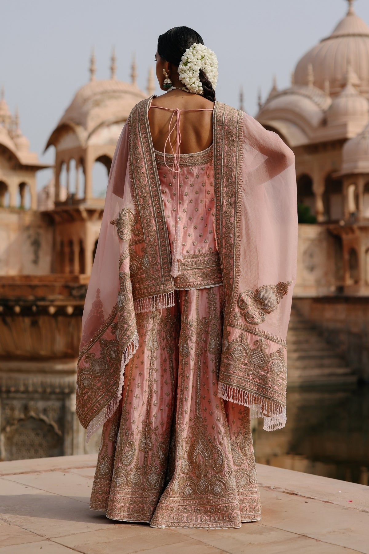 Tasnim - Pink Kurta Set with Sharara & Dupatta