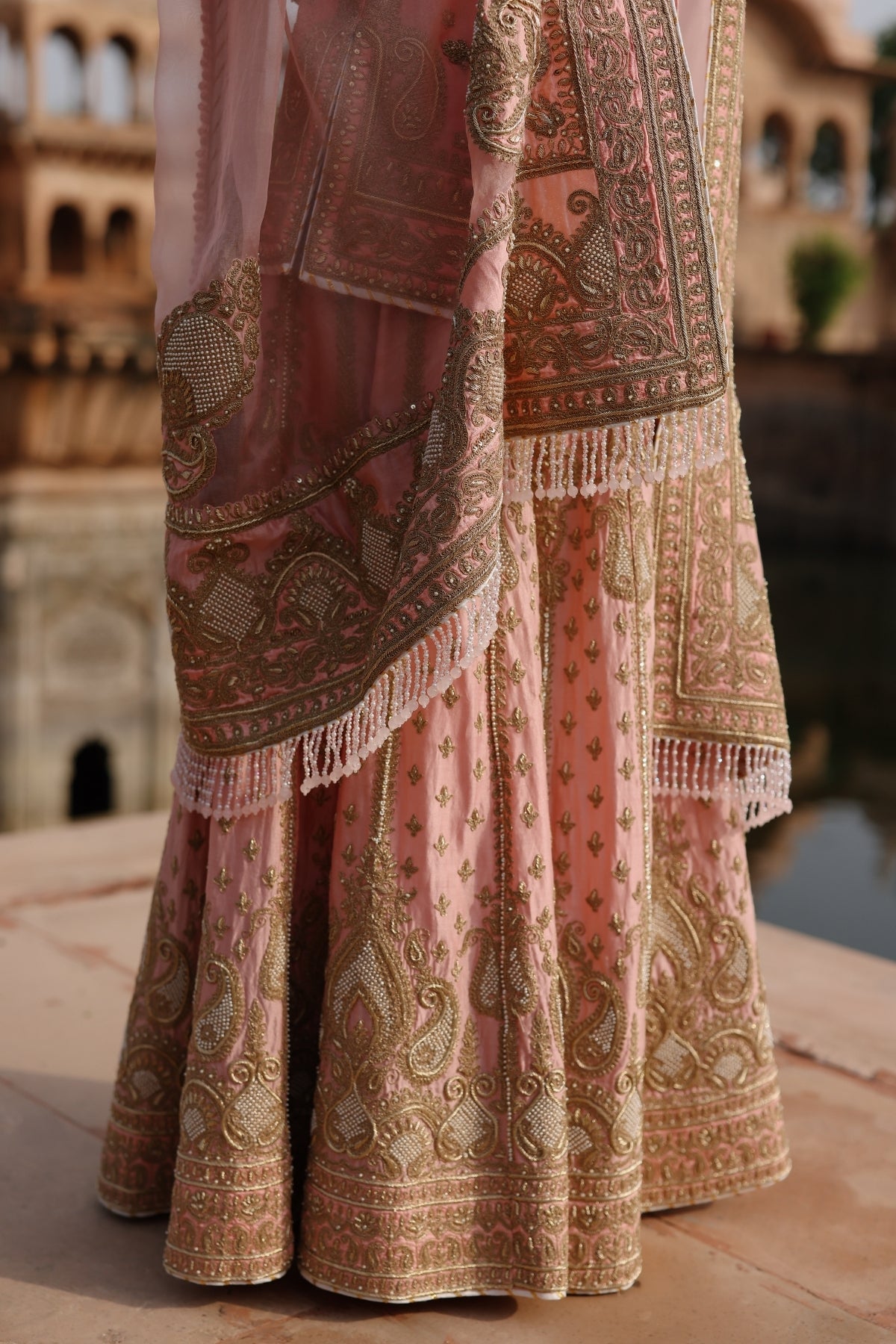 Tasnim - Pink Kurta Set with Sharara & Dupatta