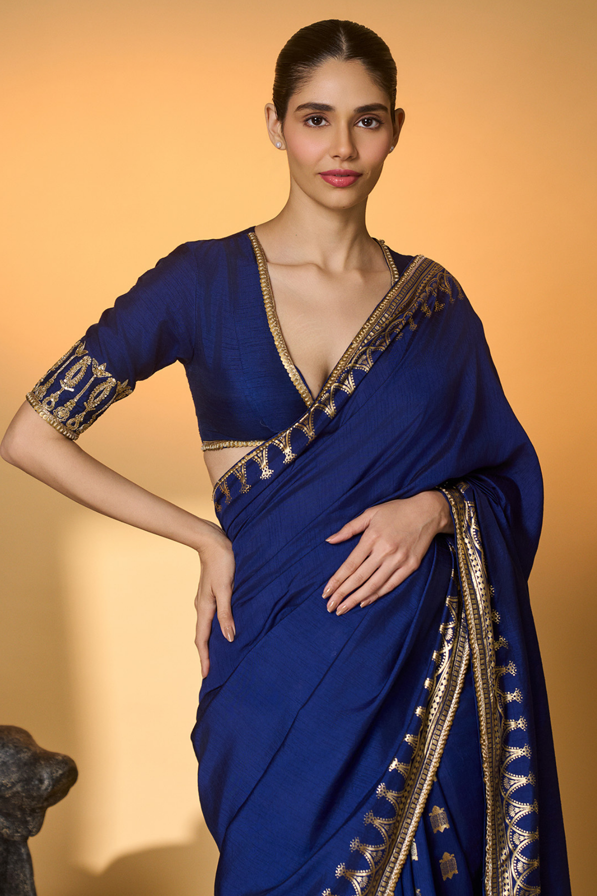 Navy Blue Amber Arches Saree