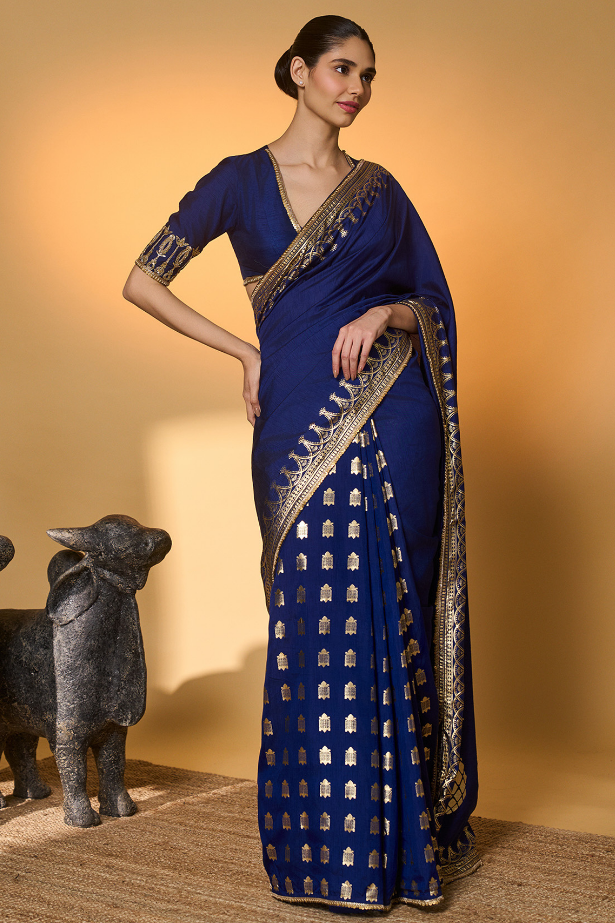 Navy Blue Amber Arches Saree