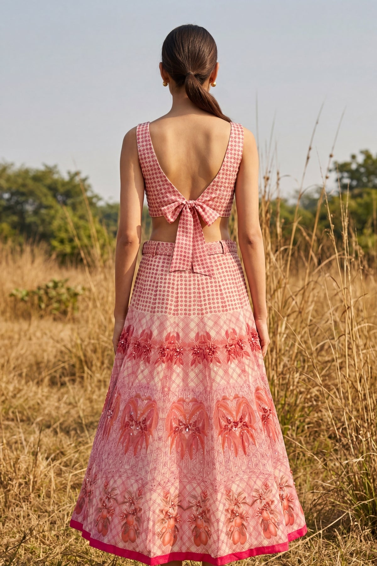 Peach Printed Lehanga