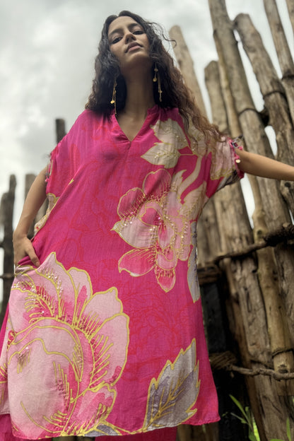 Pink Crepe Hand Embroidered Co-Ord Set