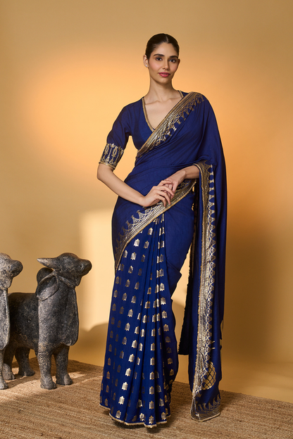 Navy Blue Amber Arches Saree