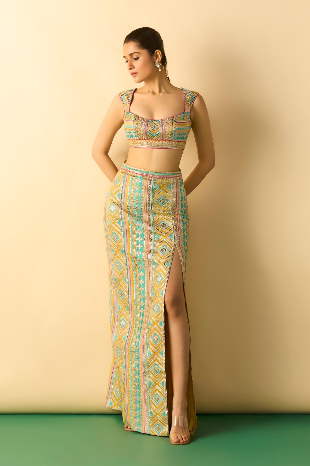 kashvi slit skirt set