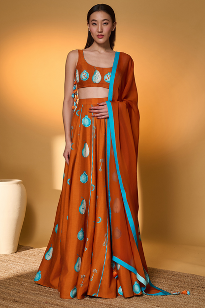 Saffron Sky Striped Lehenga Set