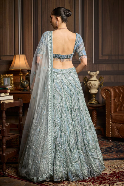 ICE BLUE FULLY EMBELLISHED LEHENGA SET