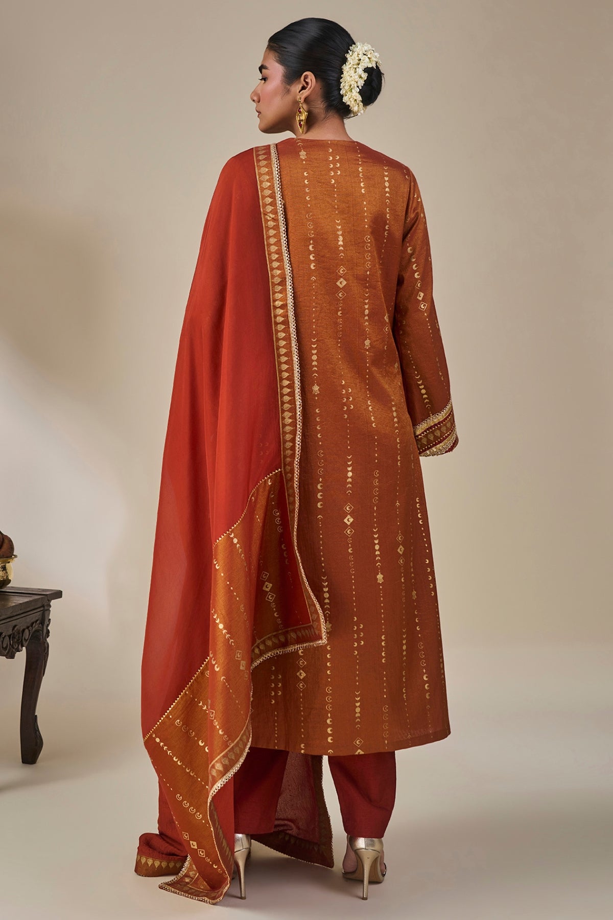 Rust Celestial Moonfall Kurta Set