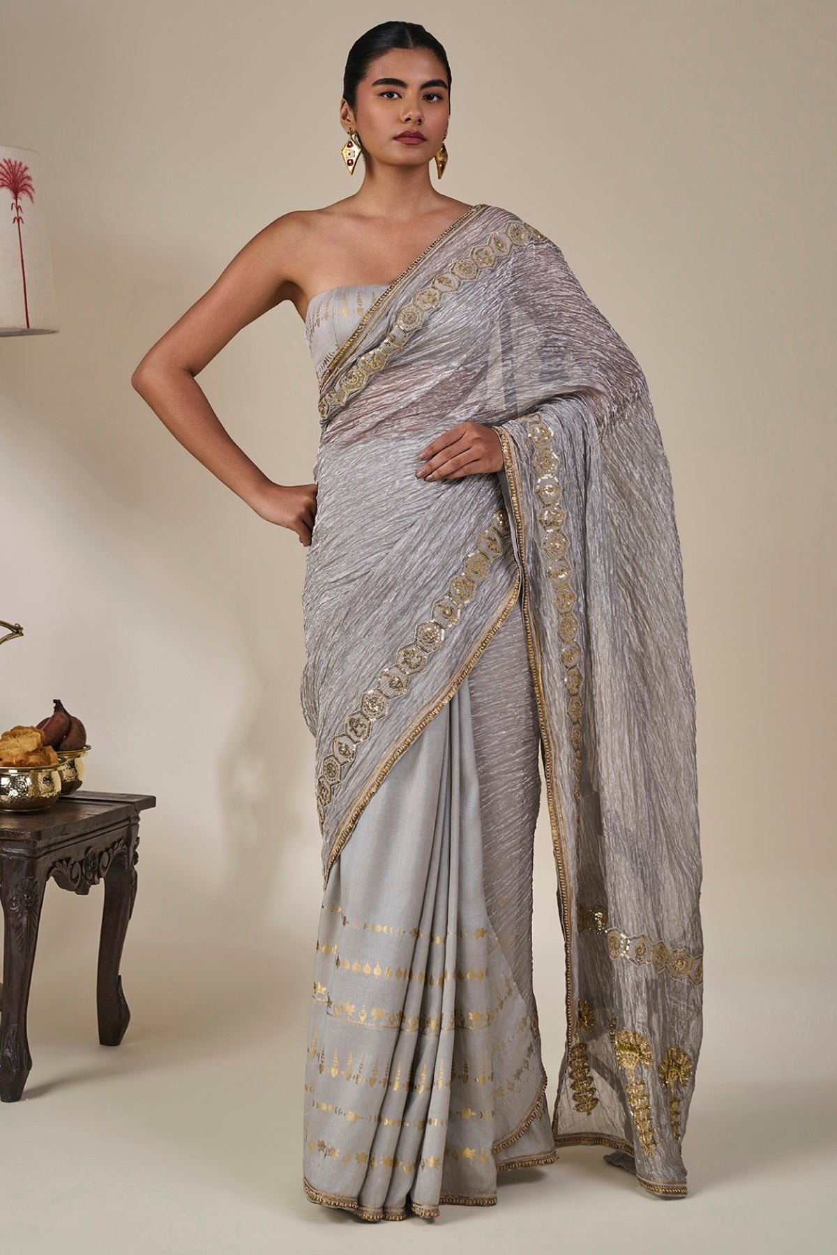 Grey Kathakali Malabar Saree