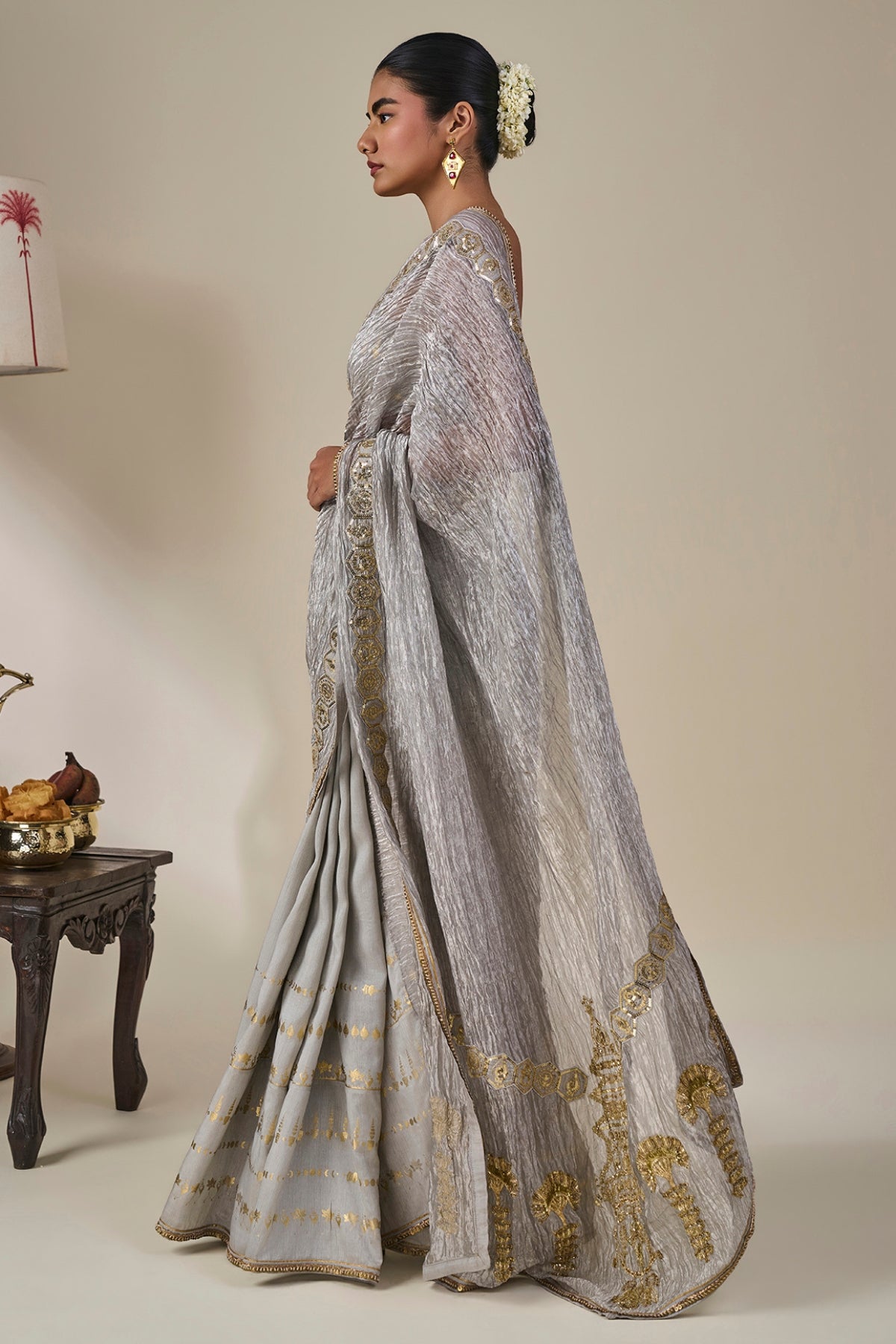 Grey Kathakali Malabar Saree