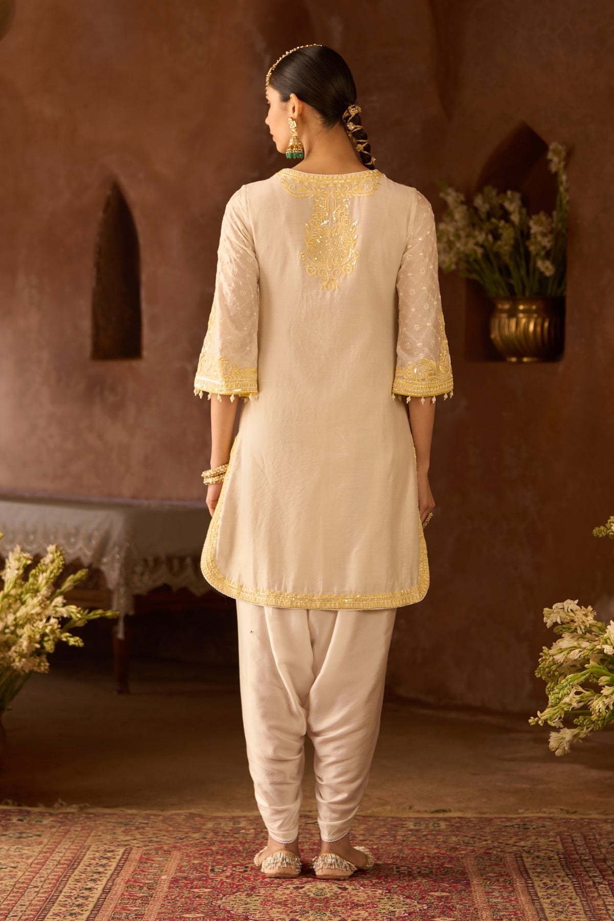 Ruhi - Daisy Ivory With Lemon Yellow Short Kurta And Dhoti