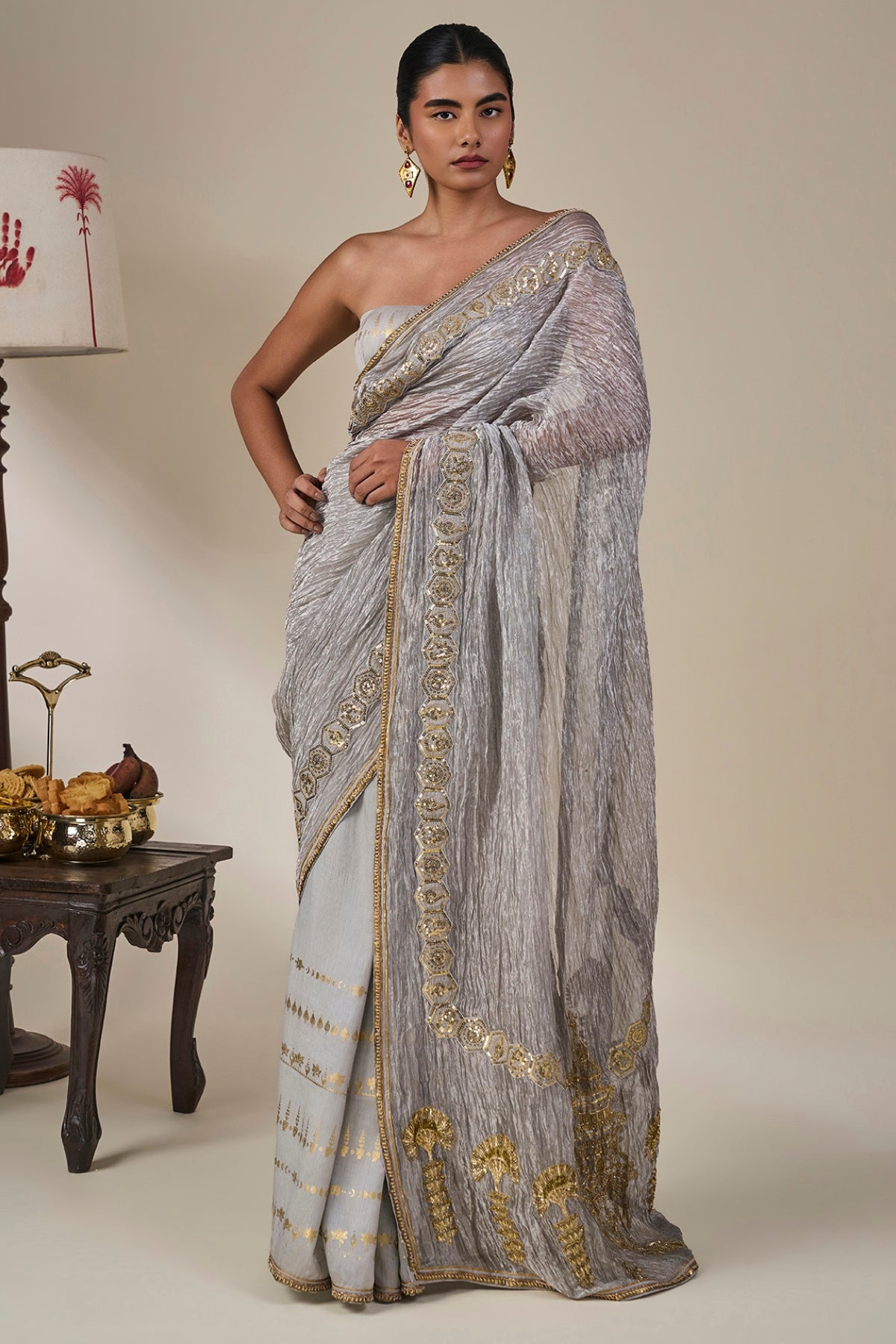 Grey Kathakali Malabar Saree