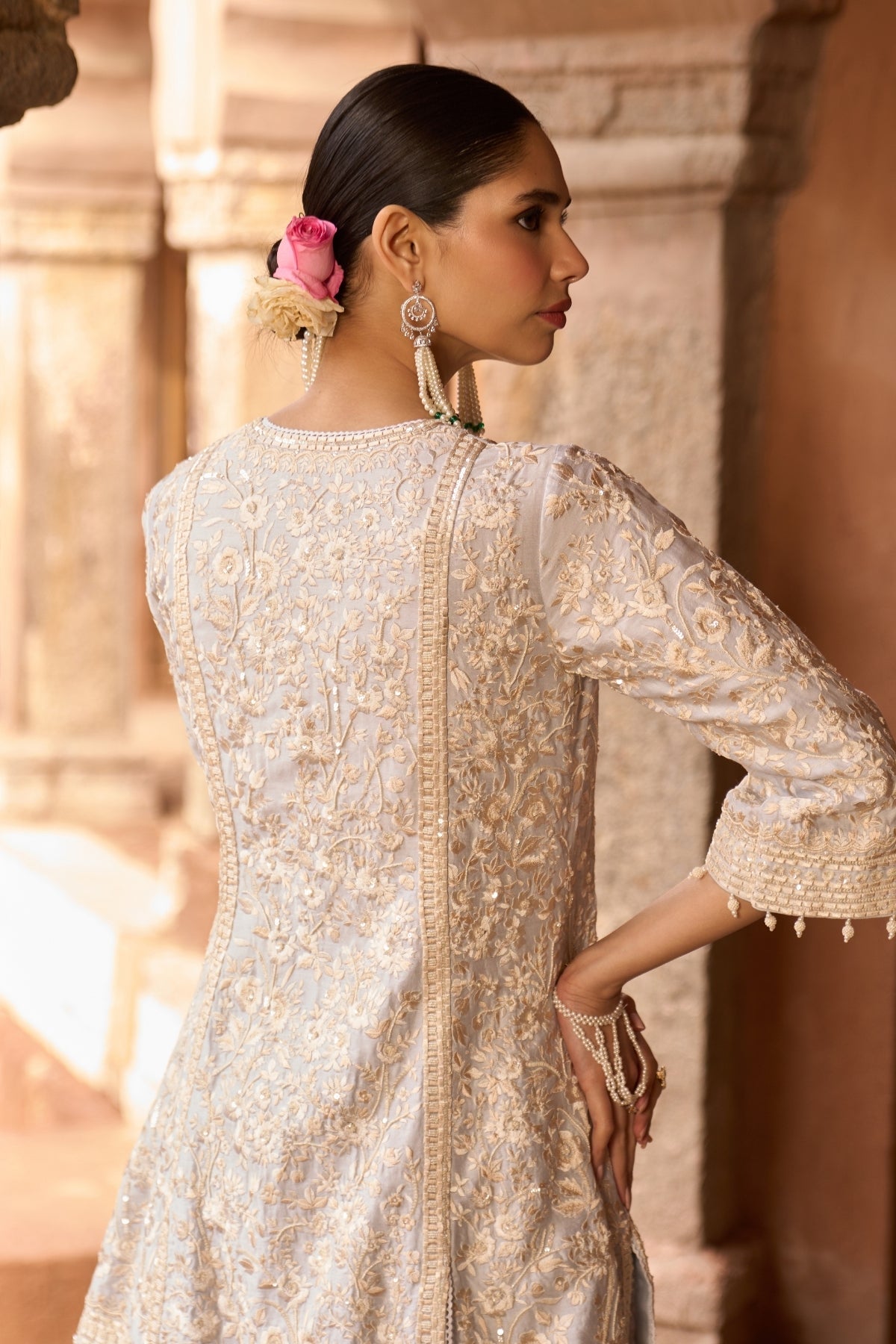 Saboor - Blue Short A-line Kurta With Straight Pants And Dupatta