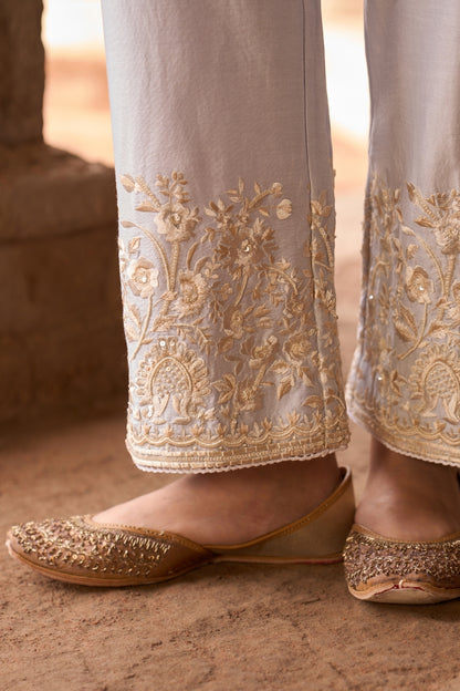 Saboor - Blue Short A-line Kurta With Straight Pants And Dupatta