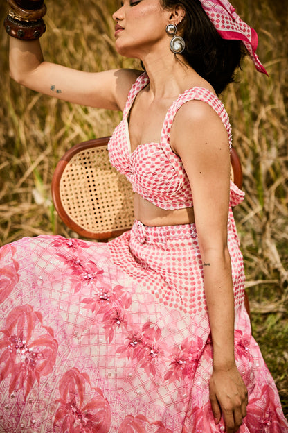 Peach Printed Lehanga
