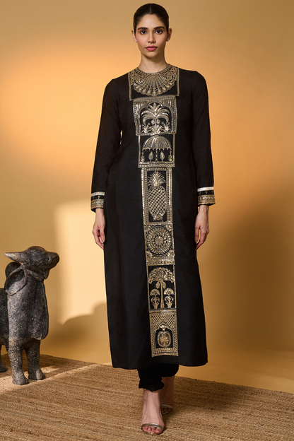 Black Khidki Kurta Set