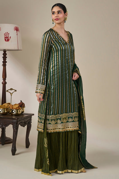 Green Kera Palm Anarkali Set