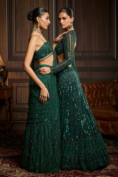 EMERALD GREEN EMBELLISHED LEHENGA SET