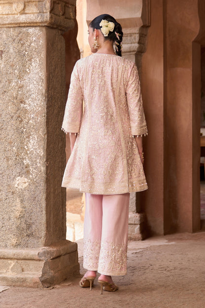 Saboor - Pink Short A-line Kurta With Straight Pants And Dupatta