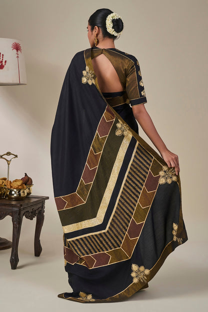 Black Golden Flame Saree