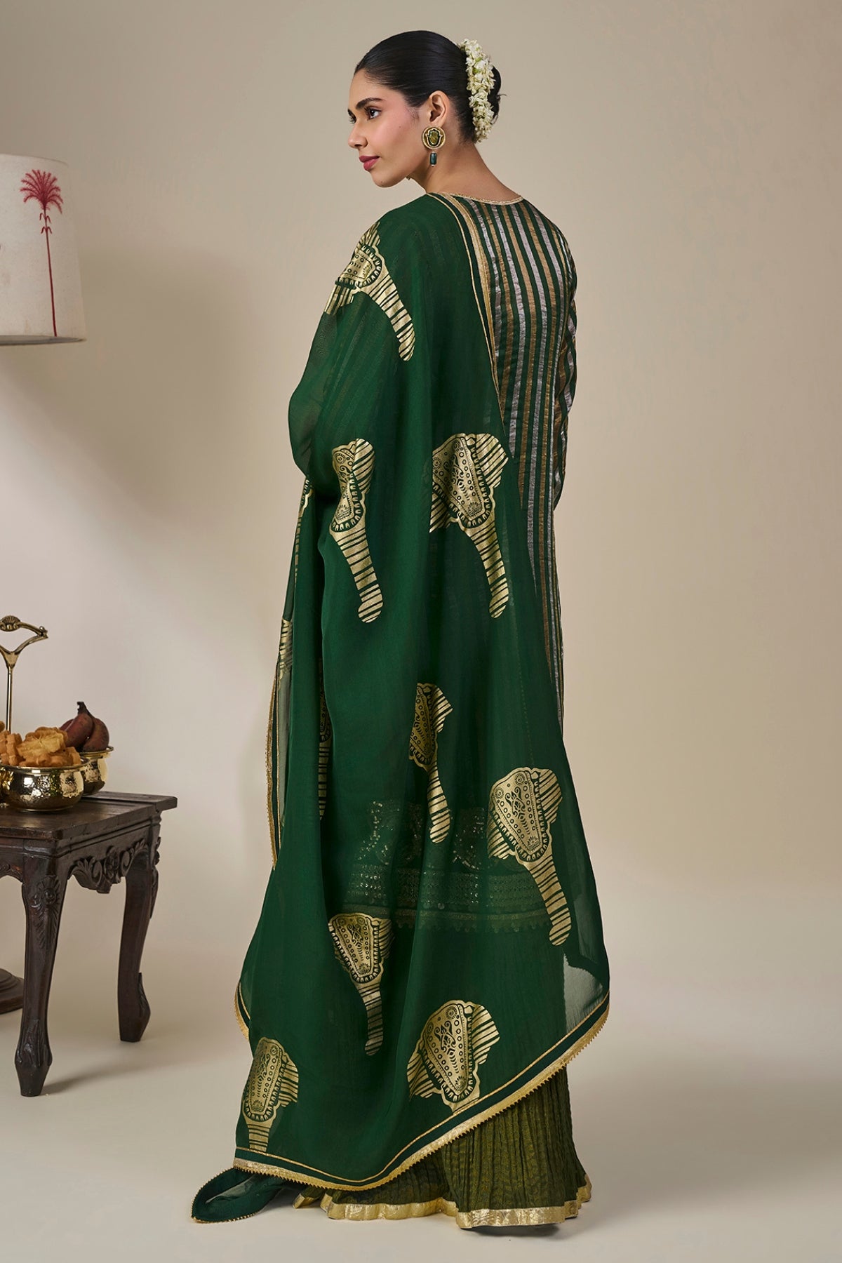 Green Kera Palm Anarkali Set